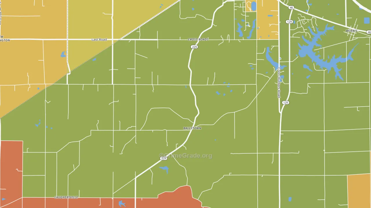 Cross Roads, IN Map of Vandalism Rates