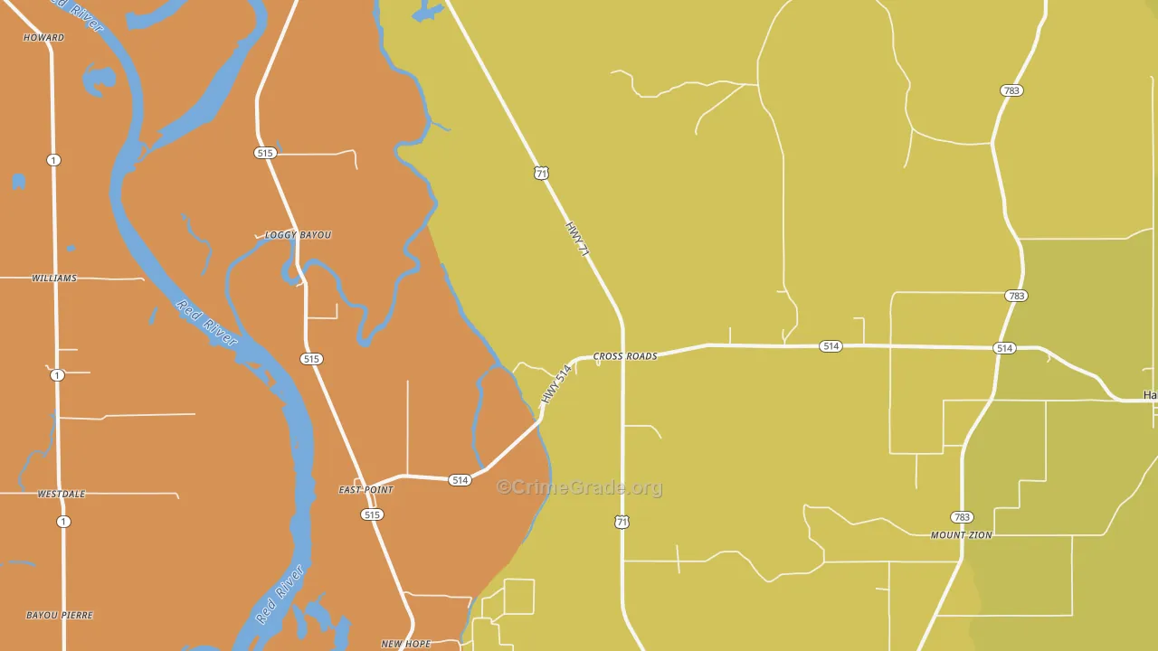 Cross Roads, LA Map of Vandalism Rates