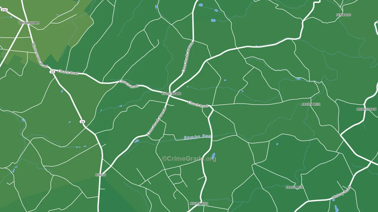 Cross Roads, PA Map of Vandalism Rates