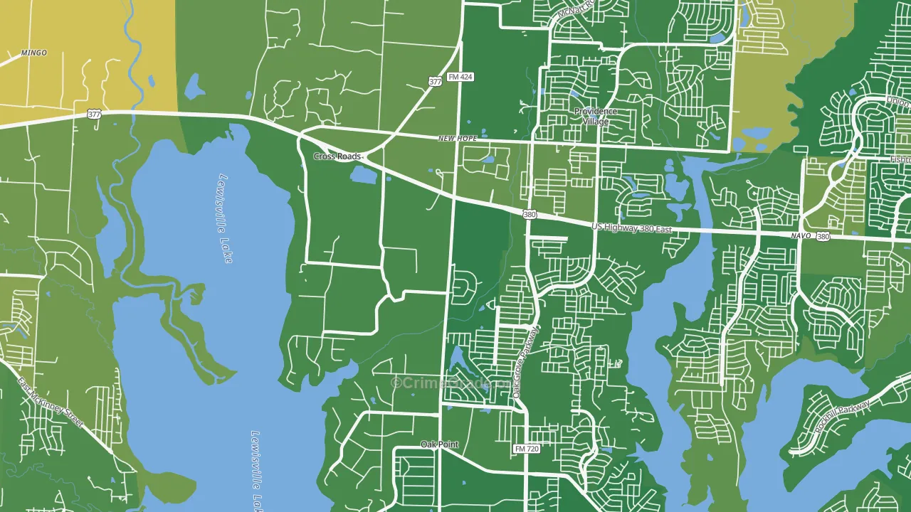 Cross Roads, TX Map of Vandalism Rates