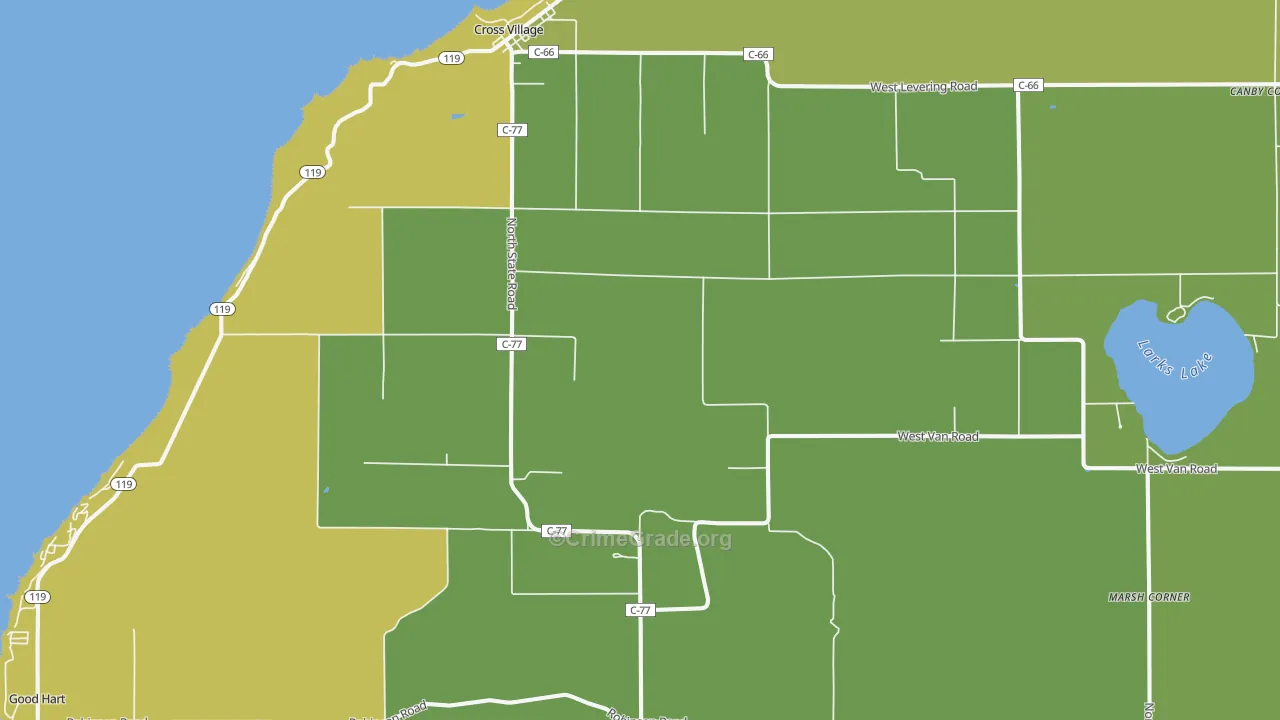 Cross Village, MI Map of Vandalism Rates