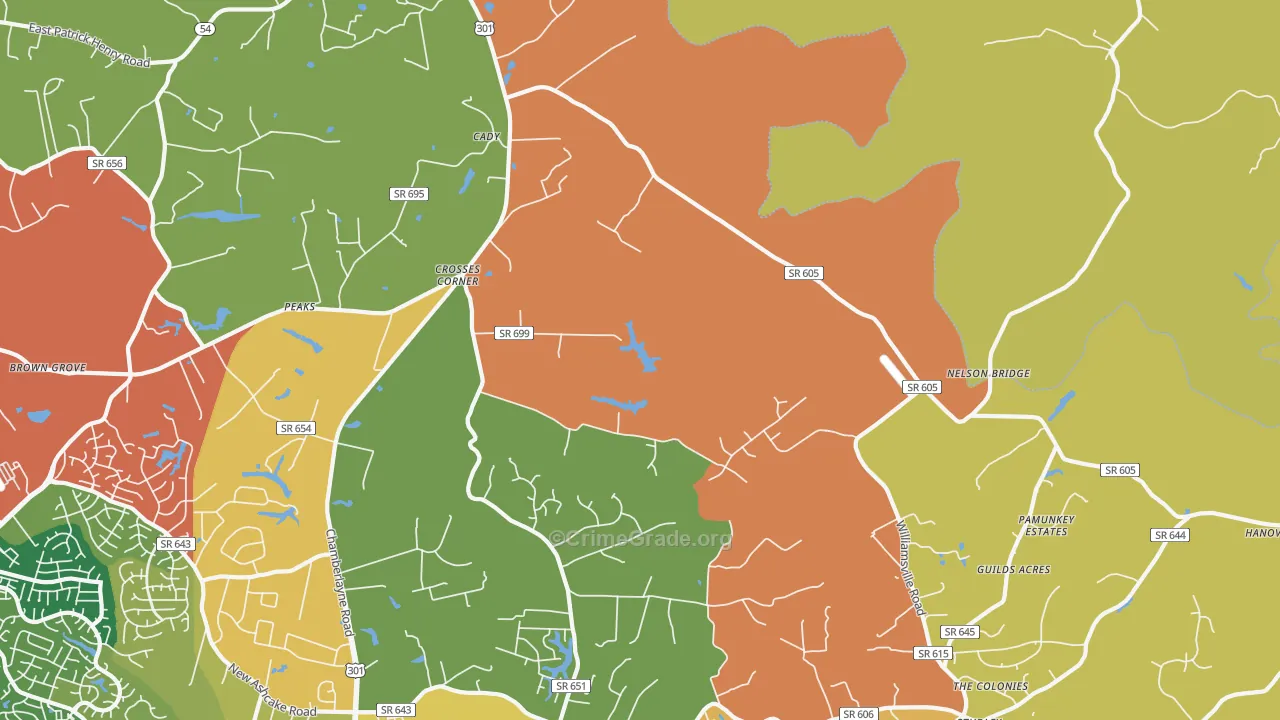 Crosses Corner, VA Map of Vandalism Rates