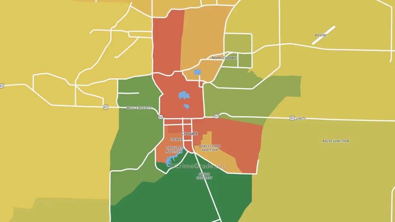 Crossett, AR Map of Vandalism Rates