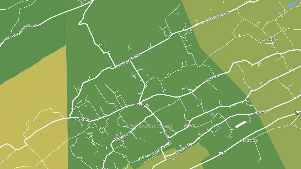 Crossgrove, PA Map of Vandalism Rates