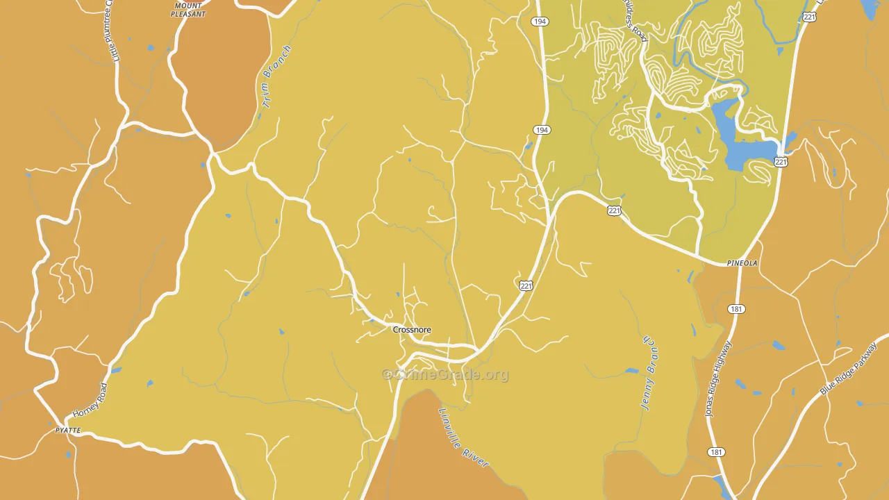 Crossnore, NC Map of Vandalism Rates
