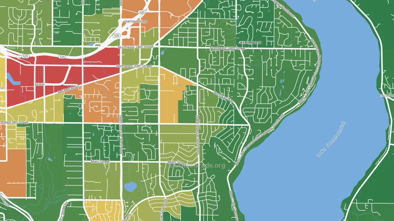 Crossroads, Bellevue, WA Map of Vandalism Rates