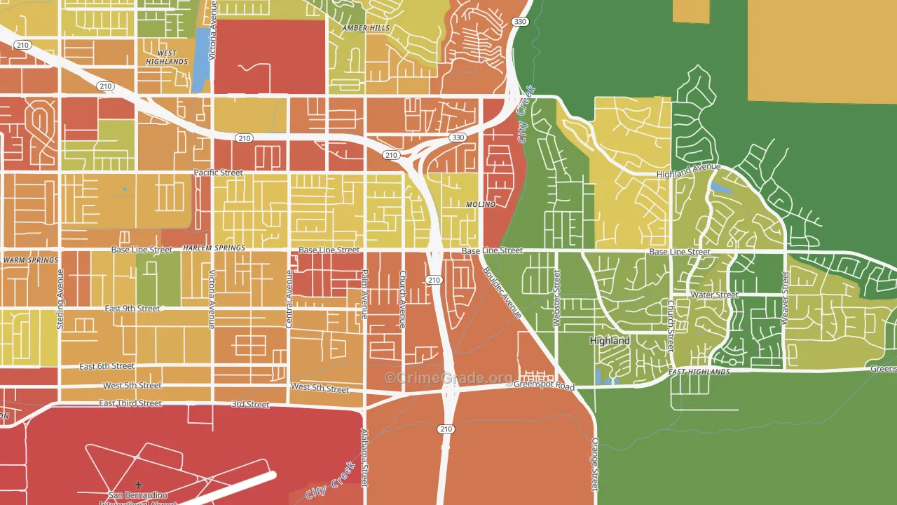 Crossroads, Highland, CA Map of Vandalism Rates