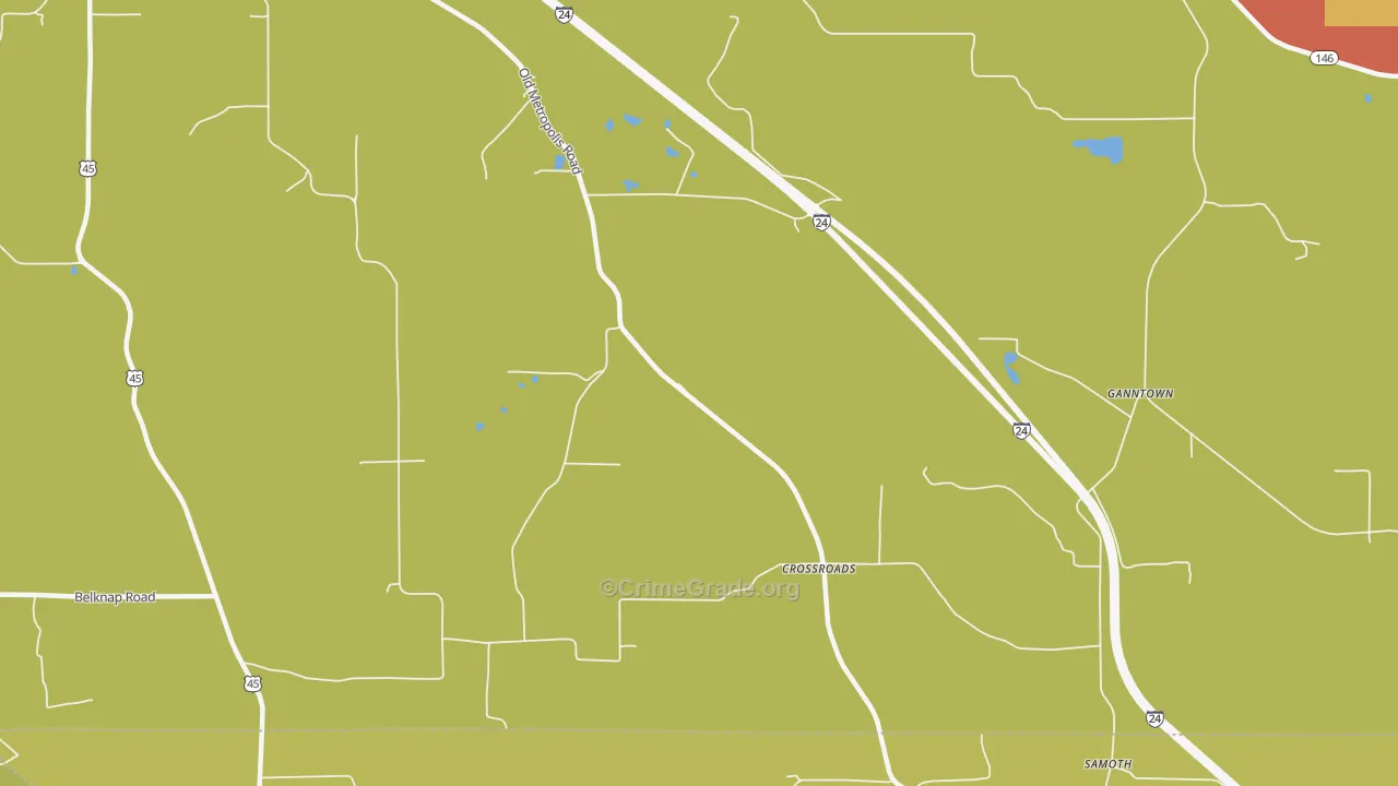 Crossroads, IL Map of Vandalism Rates