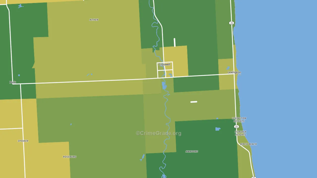 Croswell, MI Map of Vandalism Rates