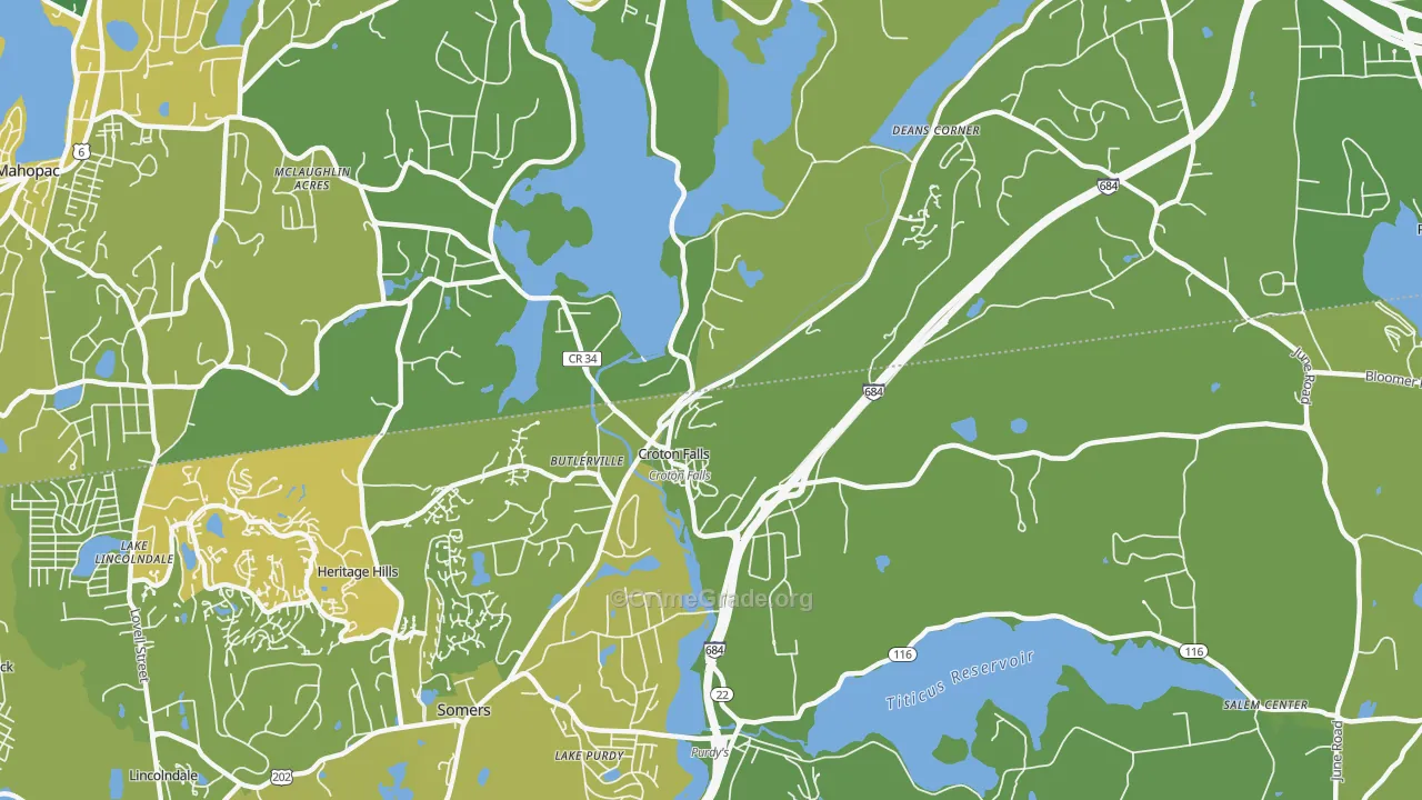 Croton Falls, NY Map of Vandalism Rates