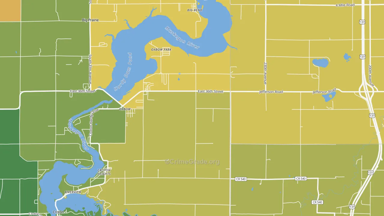 Croton Heights, MI Map of Vandalism Rates