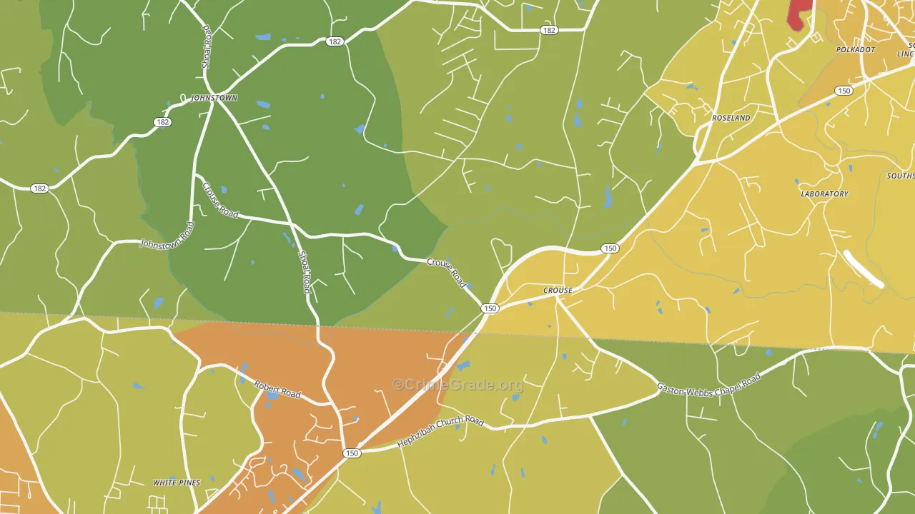 Crouse, NC Map of Vandalism Rates