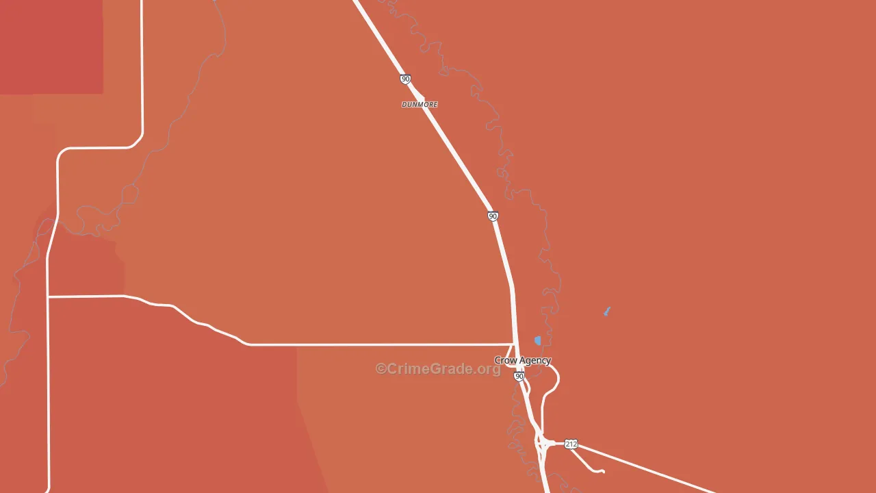 Crow Agency, MT Map of Vandalism Rates