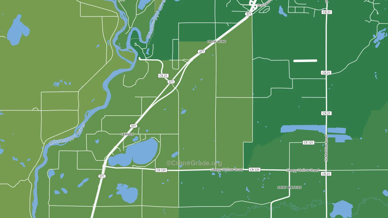 Crow Wing, MN Map of Vandalism Rates