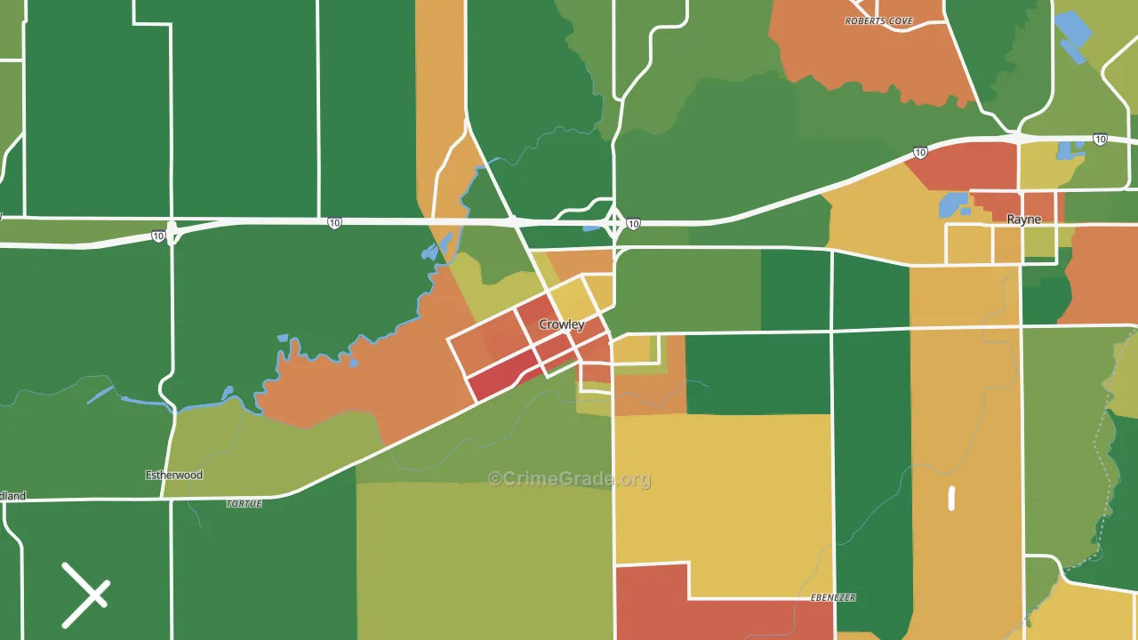 Crowley, LA Map of Vandalism Rates