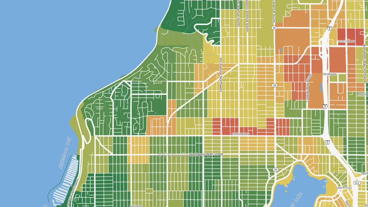 Crown Hill, Seattle, WA Map of Vandalism Rates