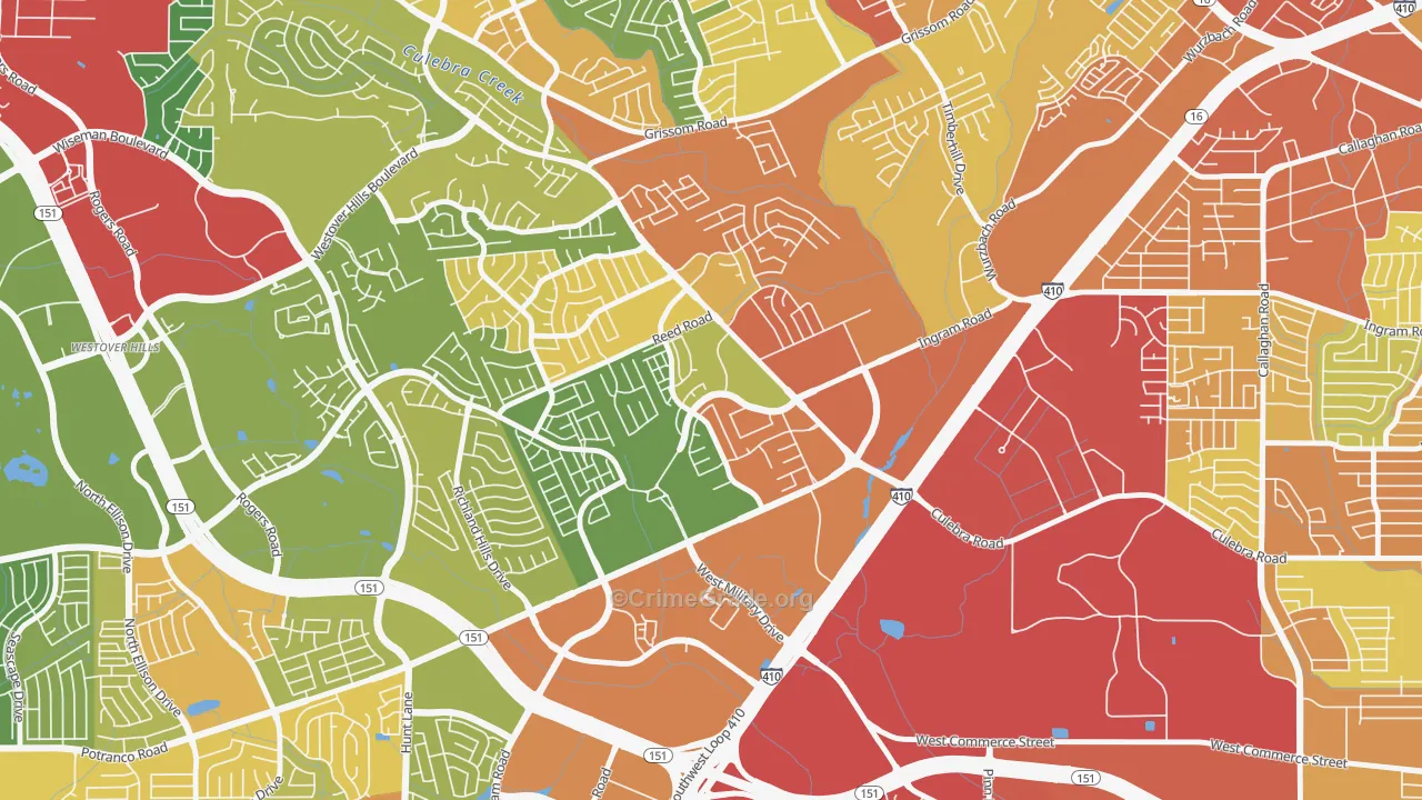 Crown Meadows, San Antonio, TX Map of Vandalism Rates