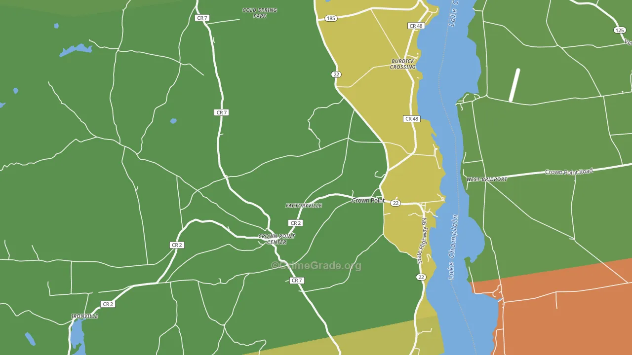 Crown Point, NY Map of Vandalism Rates