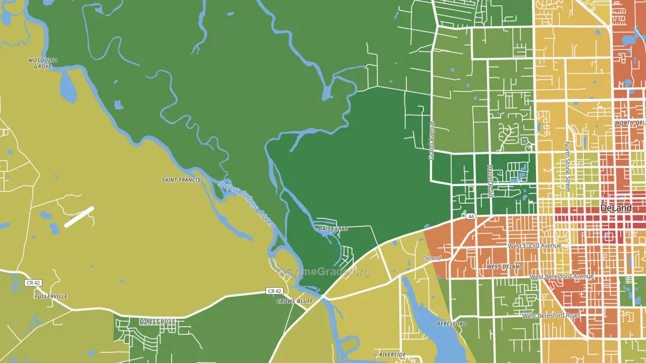 Crows Bluff, FL Map of Vandalism Rates