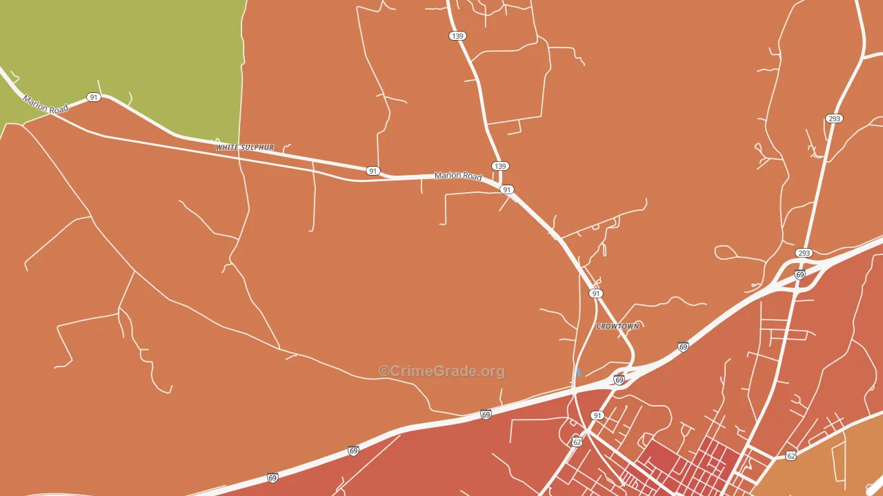 Crowtown, KY Map of Vandalism Rates