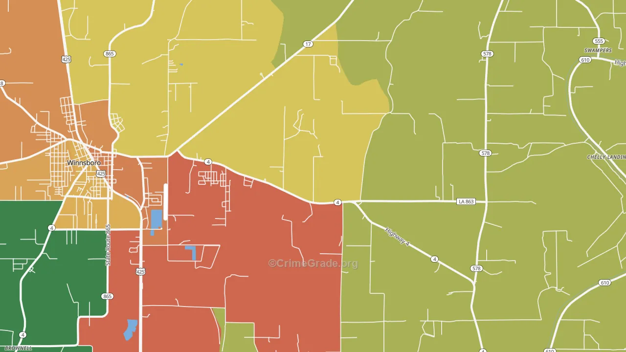 Crowville, LA Map of Vandalism Rates