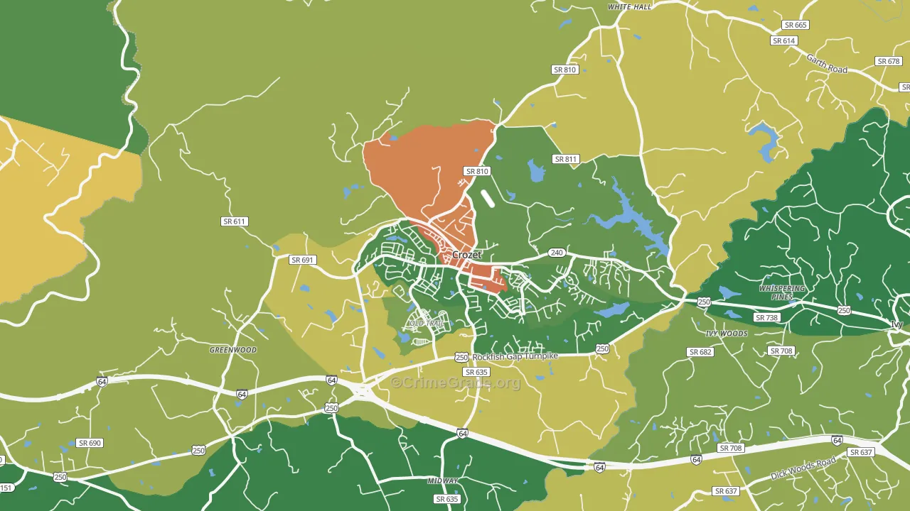 Crozet, VA Map of Vandalism Rates