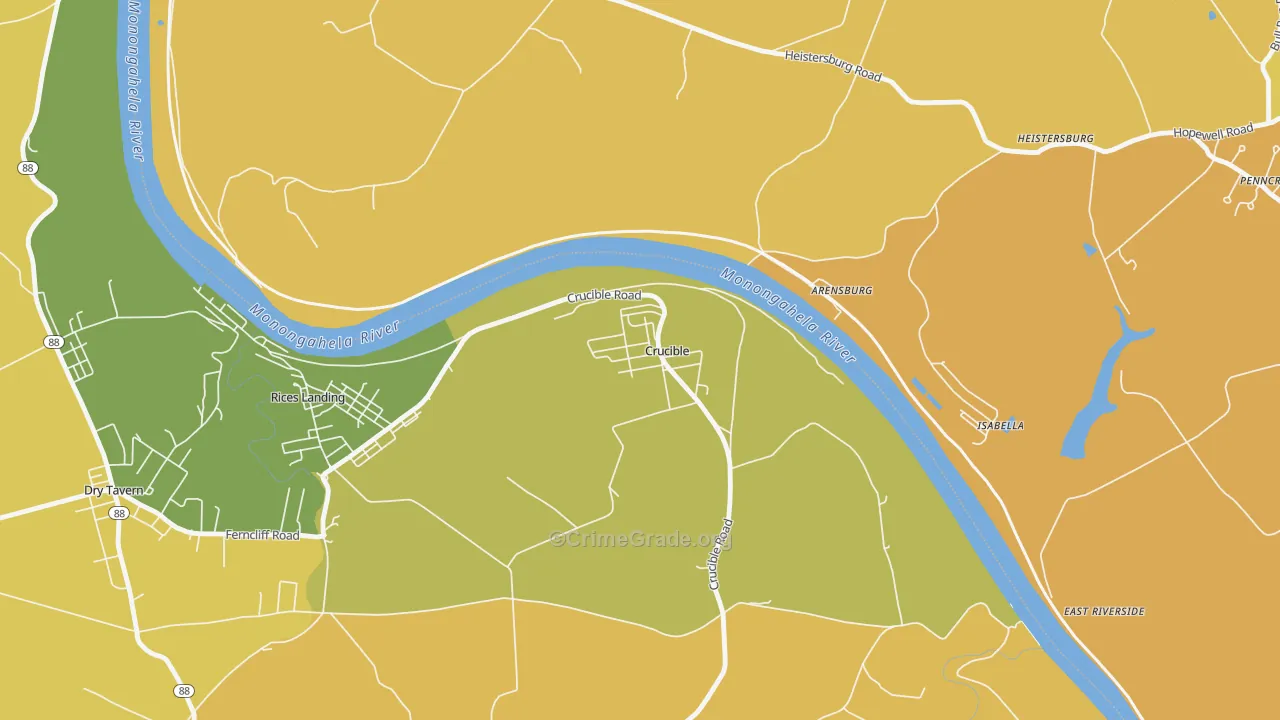 Crucible, PA Map of Vandalism Rates
