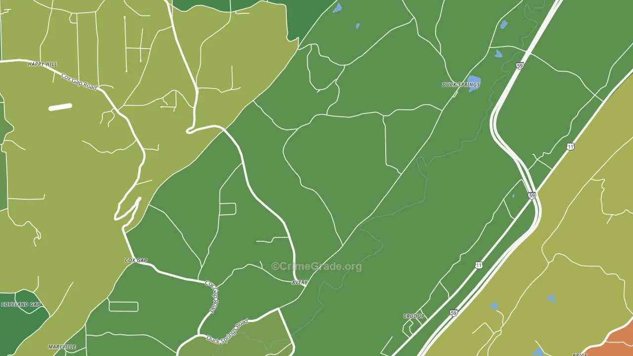 Crudup, AL Map of Vandalism Rates