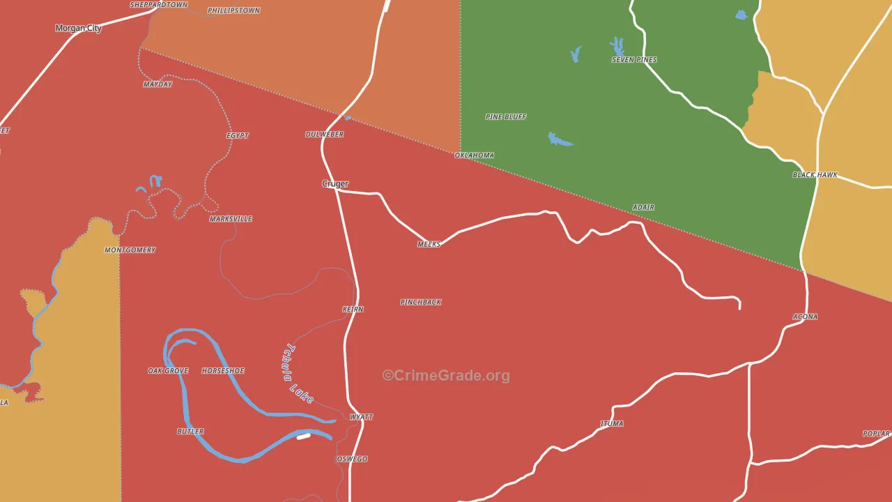 Cruger, MS Map of Vandalism Rates