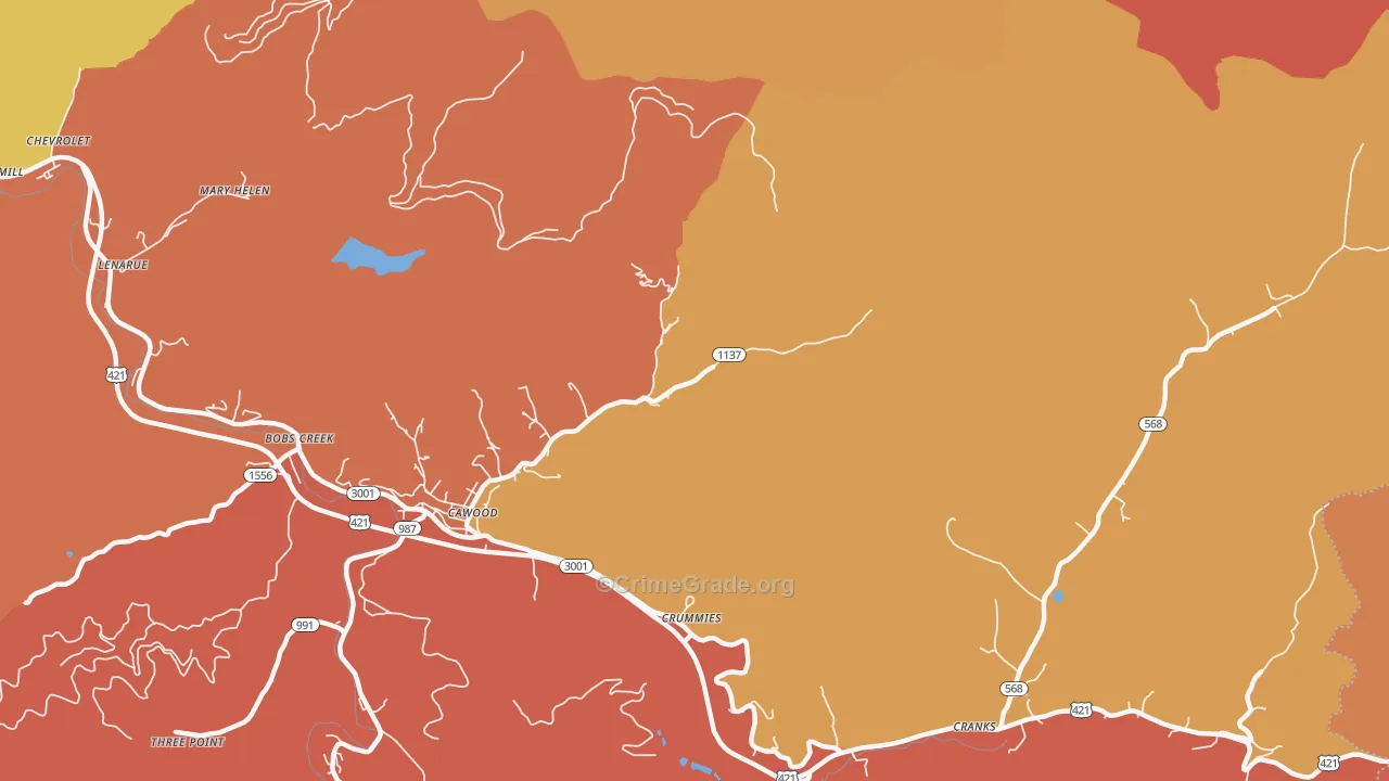 Crummies, KY Map of Vandalism Rates