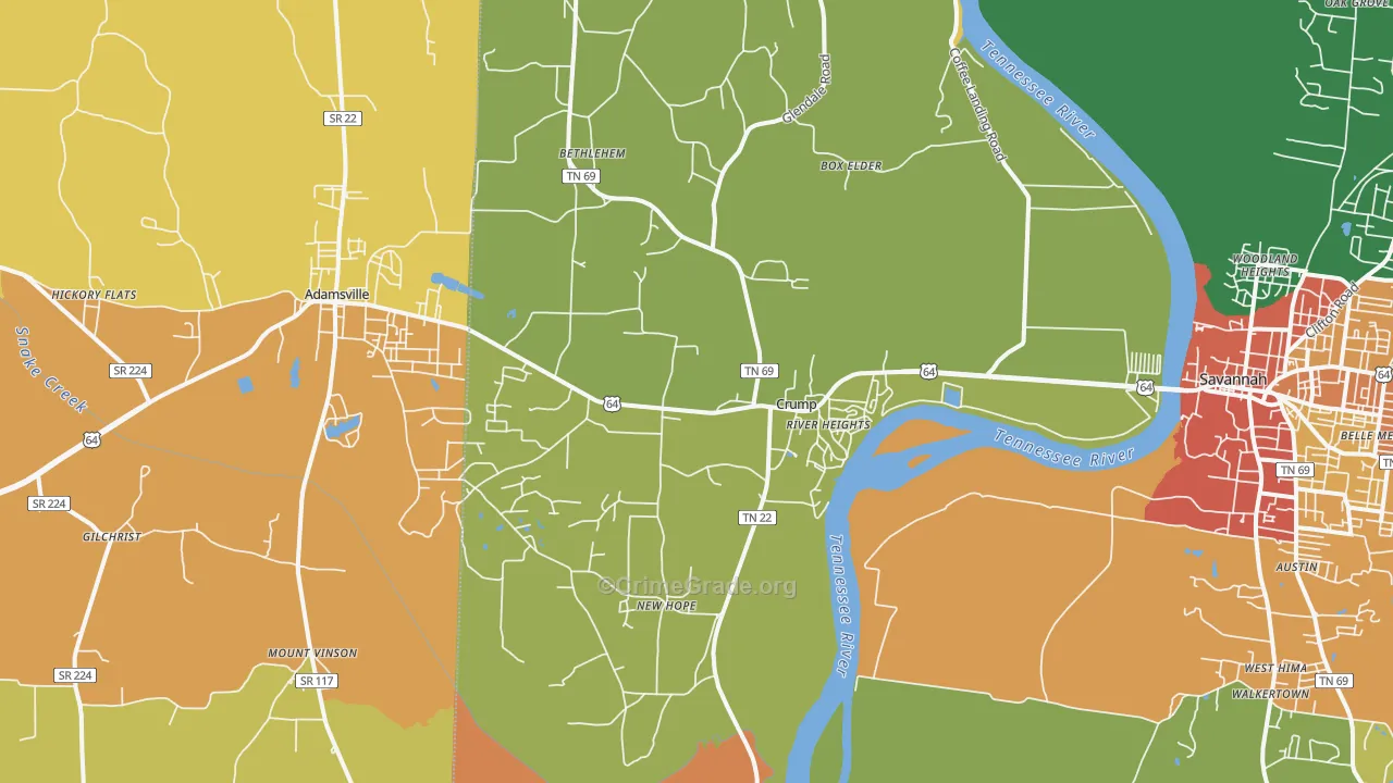 Crump, TN Map of Vandalism Rates