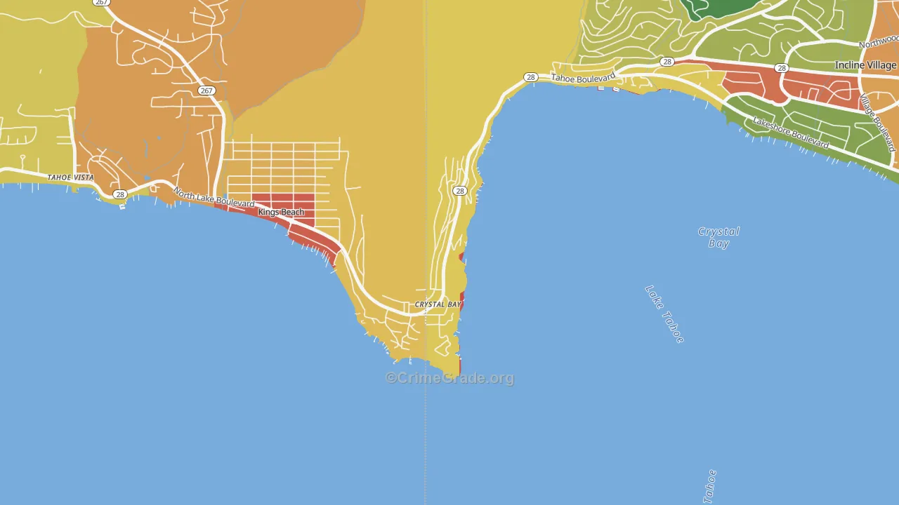 Crystal Bay, NV Map of Vandalism Rates