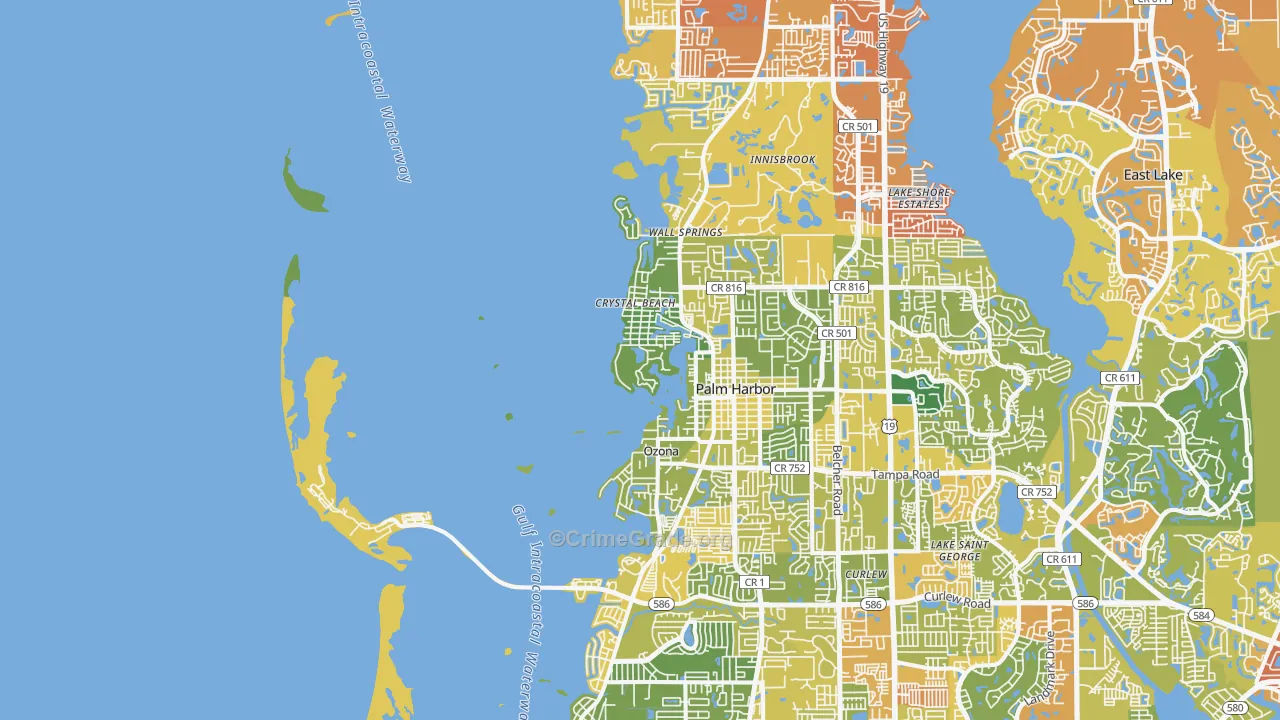 Crystal Beach, FL Map of Vandalism Rates