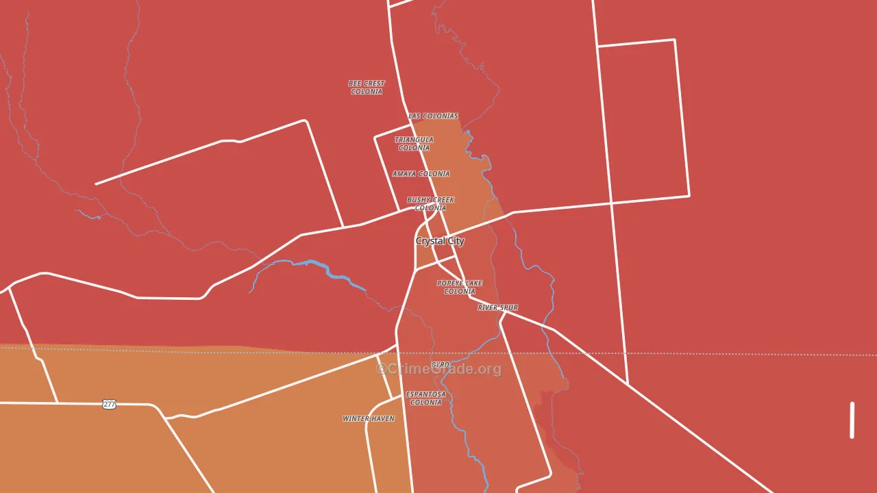 Crystal City, TX Map of Vandalism Rates