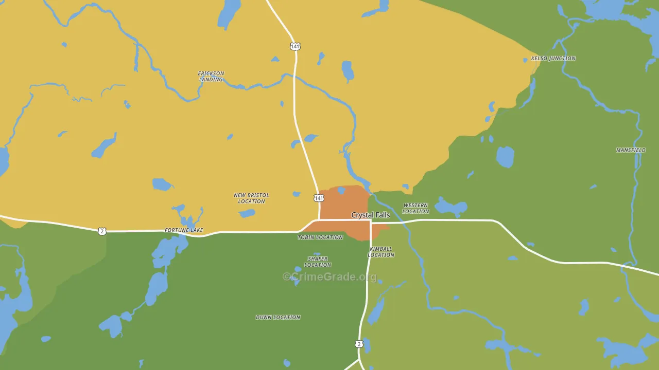 Crystal Falls, MI Map of Vandalism Rates