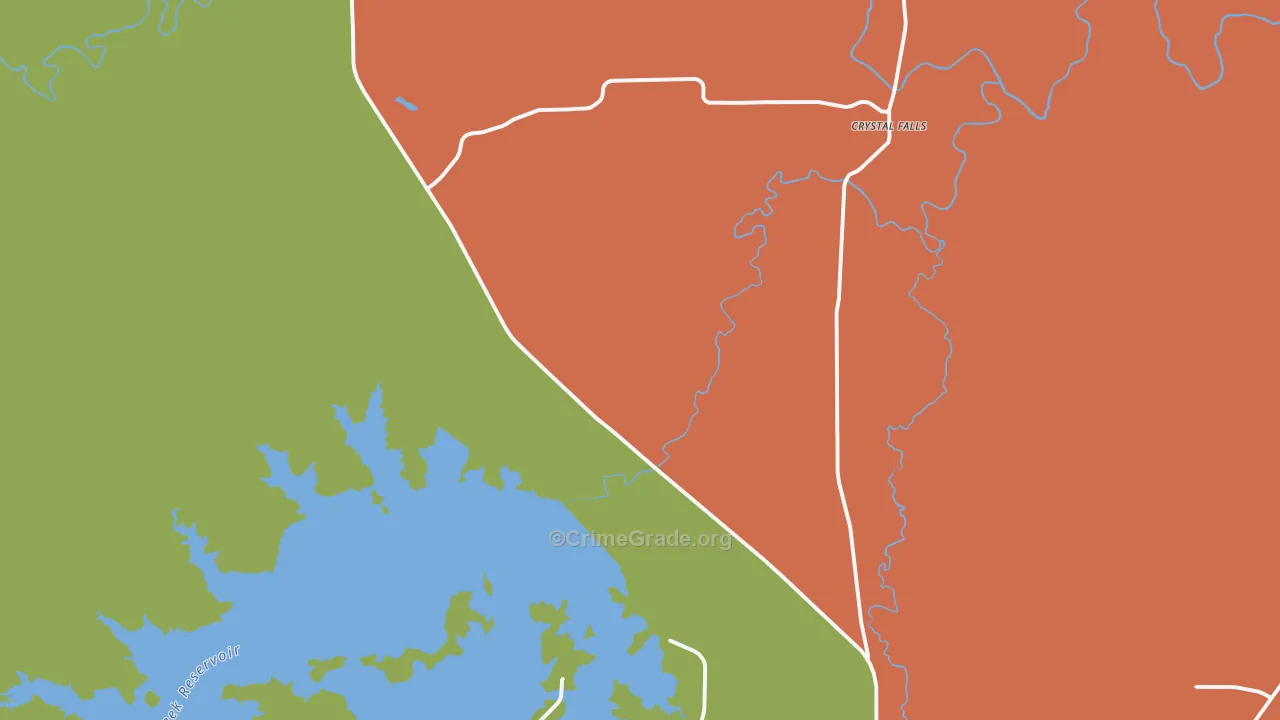 Crystal Falls, TX Map of Vandalism Rates