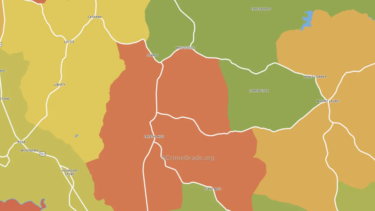 Crystal Hill, VA Map of Vandalism Rates