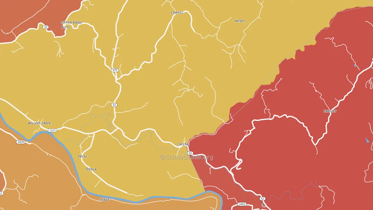 Crystal, KY Map of Vandalism Rates