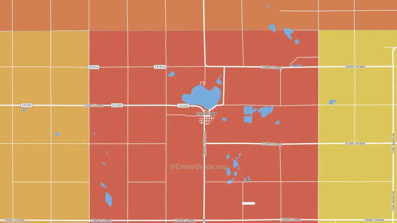 Crystal Lake, IA Map of Vandalism Rates