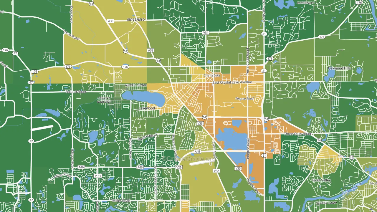 Crystal Lake, IL Map of Vandalism Rates