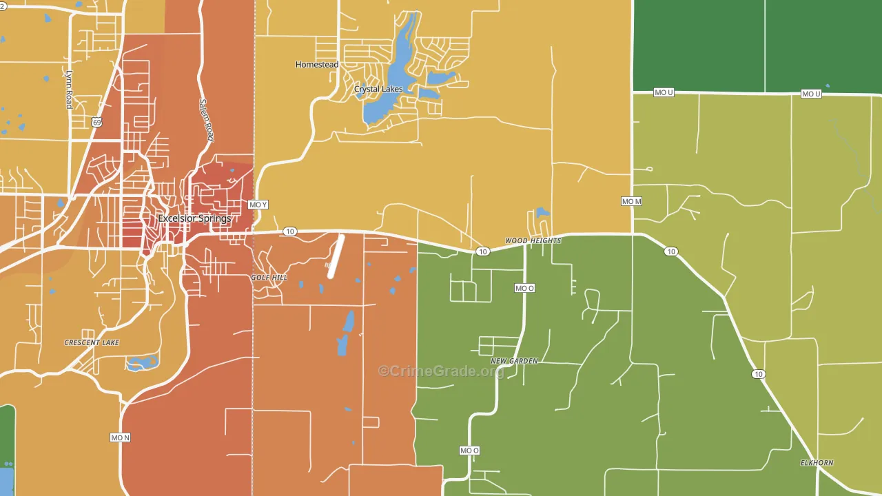Crystal Lakes, MO Map of Vandalism Rates