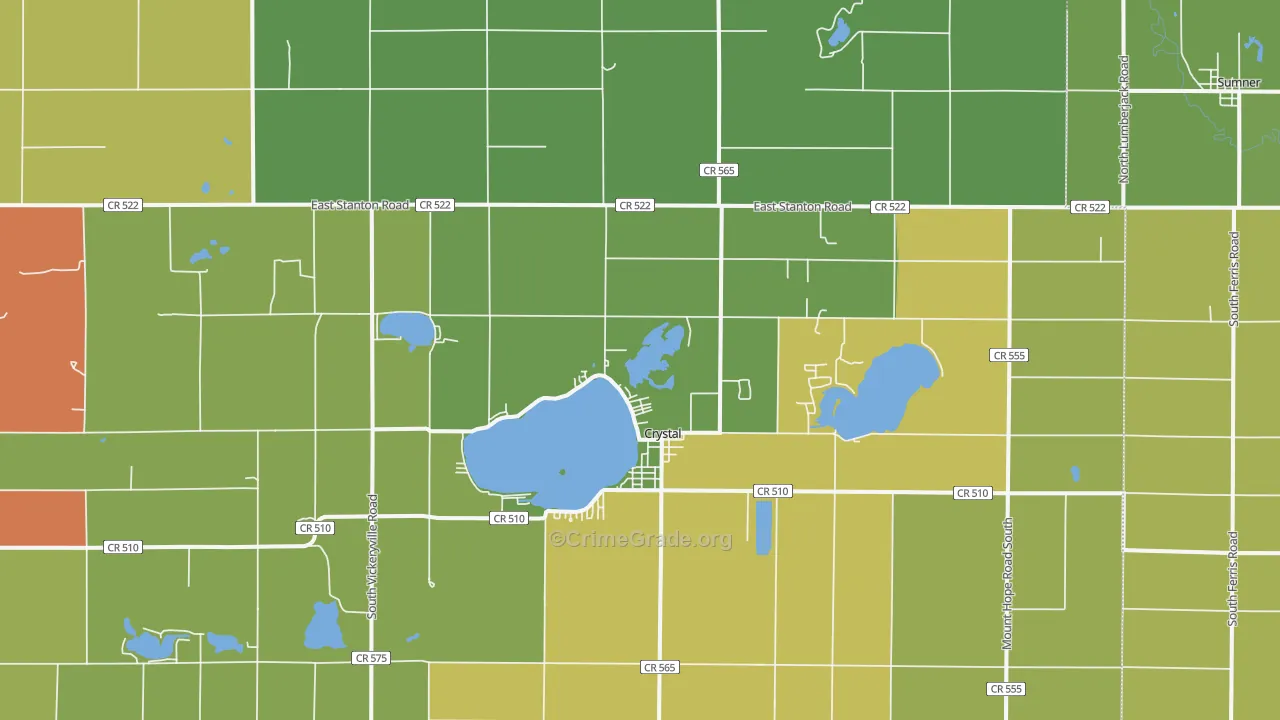 Crystal, MI Map of Vandalism Rates