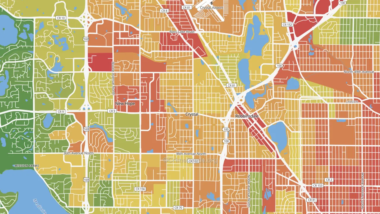 Crystal, MN Map of Vandalism Rates