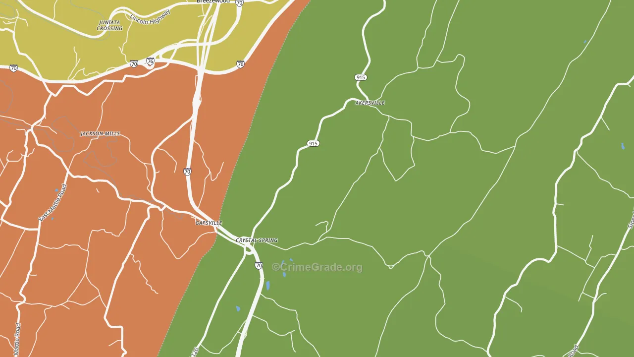 Crystal Spring, PA Map of Vandalism Rates