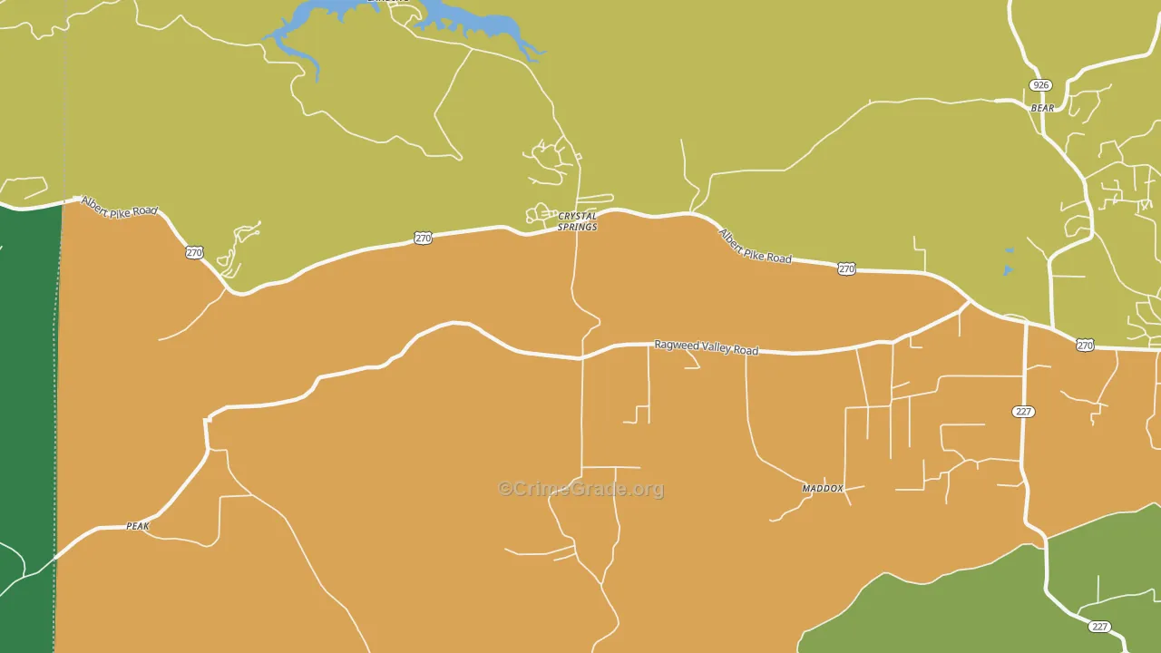 Crystal Springs, AR Map of Vandalism Rates