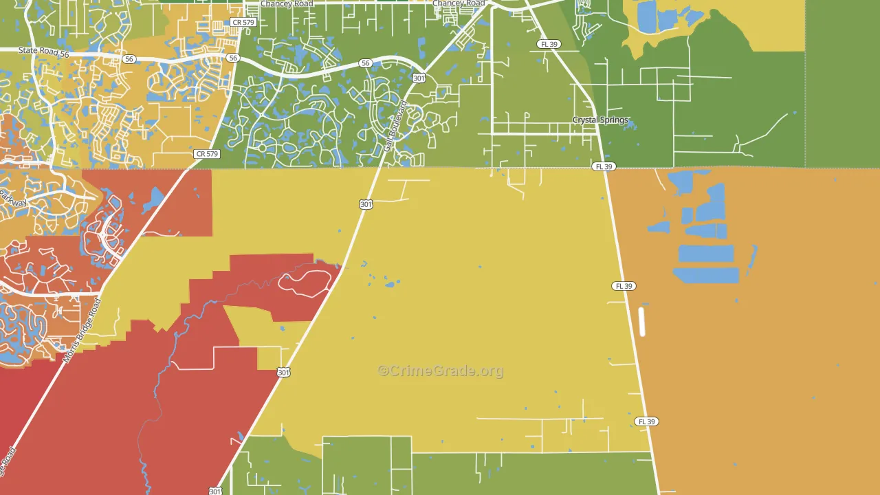 Crystal Springs, FL Map of Vandalism Rates
