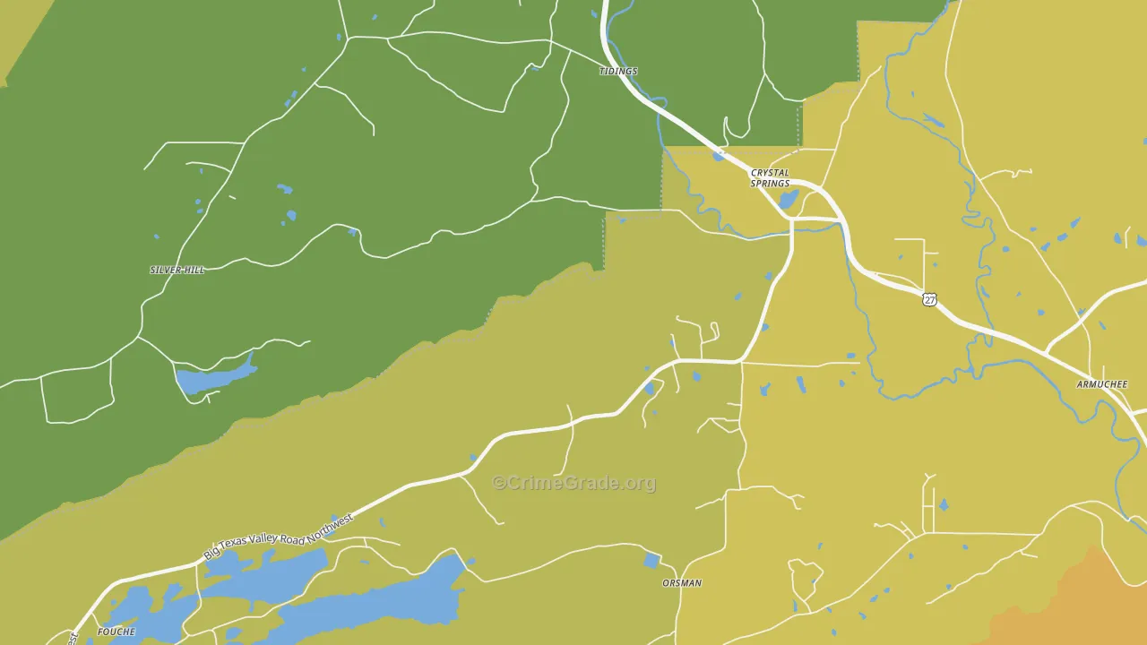 Crystal Springs, GA Map of Vandalism Rates