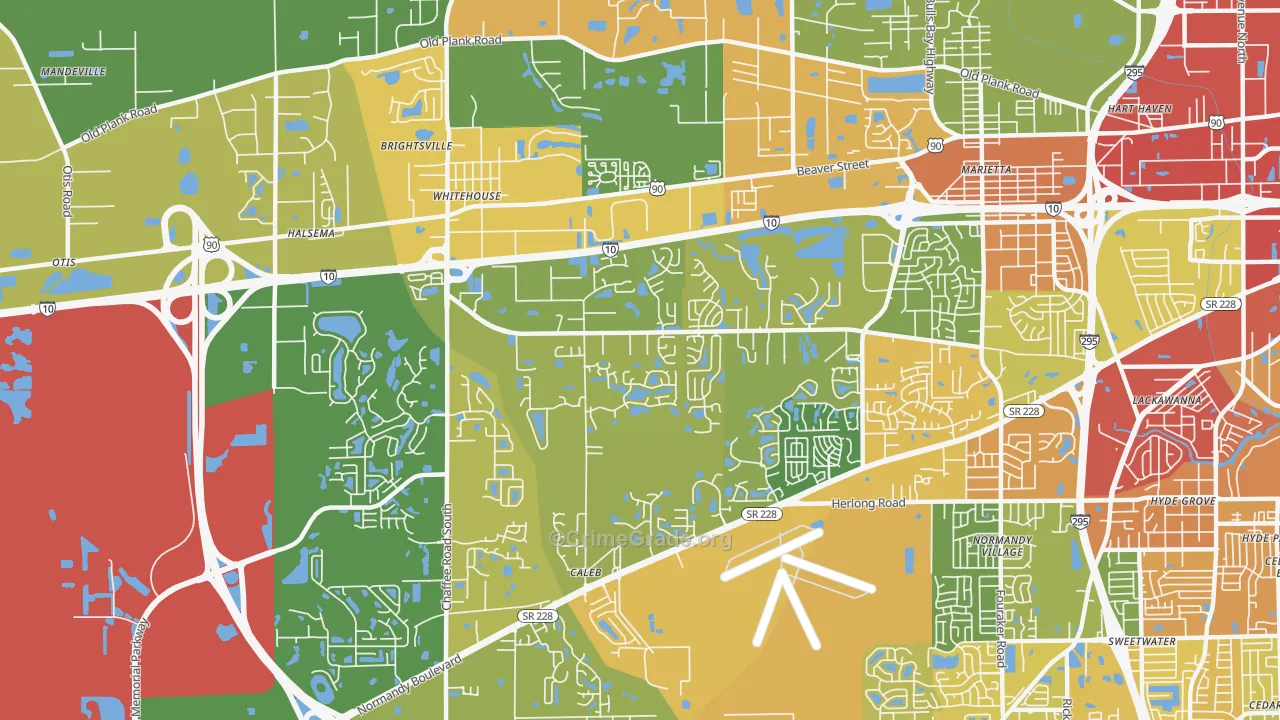 Crystal Springs, Jacksonville, FL Map of Vandalism Rates
