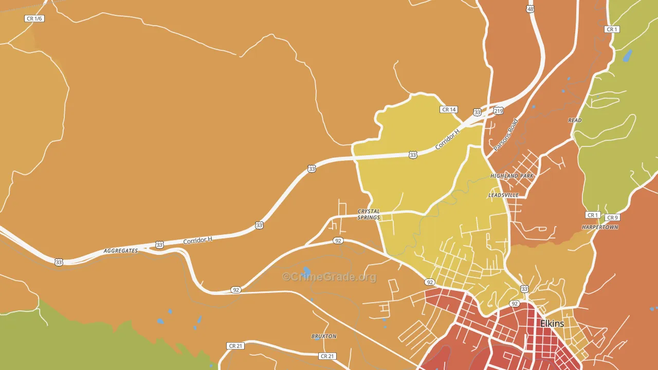 Crystal Springs, WV Map of Vandalism Rates
