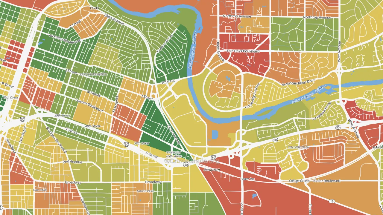Csus, Sacramento, CA Map of Vandalism Rates
